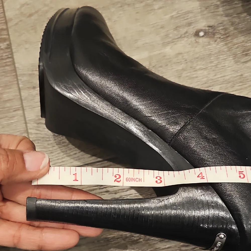 [Like New] MICHAEL KORS Black Leather Stiletto Heeled Boots Sz 10